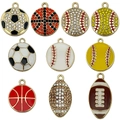 DIY rhinestone and enamel sports ball charms including basketball and soccer styles - Mixed Drip Oil Rhinestone Sports Style (SN1584)