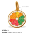 Colorful fruit slice pendant in orange and yellow dripping oil on stainless steel - Multicolor Lemon Slice (PJ1572CRG)
