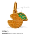 Gold-finish stainless steel orange slice pendant with green leaf and enamel detail - Gold Orange (PJ1574GOG)