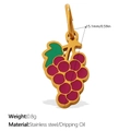 Grape shape pendant in stainless steel with dark red dripping oil and gold finish - Purple Grape (PJ1575PGG)