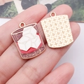 Golden whiskey glass skull pendant with Cowboy text and mesh texture back detail - Brown Enamel Wine Glass Ice Cube (25019)