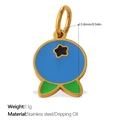 Blueberry fruit pendant in golden stainless steel with blue and green oil drip finish - Blue Blueberry (PJ1576BGG)