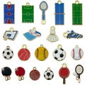 DIY colorful enamel sports charms set with football, basketball and tennis rackets - Mixed Drip Oil Sports Series (SN1577)