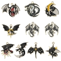 Set of ten dragon alloy charms with enamel finish for DIY jewelry and necklaces - Dark Style Animal Dragon Style Set (SN1609)