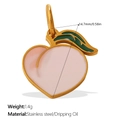 Pink peach fruit charm pendant in stainless steel with colorful enamel finish - Pink Peach (PJ1577PGG)