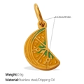 Lemon slice pendant in stainless steel with yellow dripping oil for jewelry making - Yellow Lemon (PJ1578GOG)