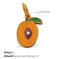 Gold stainless steel orange fruit slice pendant with green leaf and enamel finish - Orange Plum (PJ1579GOG)