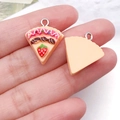 DIY miniature strawberry cake resin pendant with silver metal ring for jewelry making - Yellow