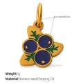 Blueberry fruit pendant charm in gold stainless steel with dark blue enamel finish - Dark Blue Blueberry (PJ1580PGG)