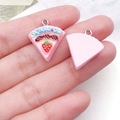Pink resin strawberry cake pendant for DIY jewelry making and keychain accessories - Pink