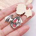 Detail of dragon pendant with black red white enamel and floral accents for DIY jewelry - Black Flower Flying Dragon Style (25222)