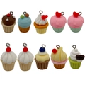 Set of 10 colorful resin cupcake charms with metal loops for DIY jewelry making - Mixed 10 Pack Resin Cake Food Play