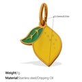 Yellow lemon fruit pendant in stainless steel with green leaf and dripping oil finish - Yellow Lemon Slice (PJ1589YGG)