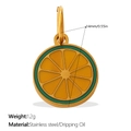 Orange fruit slice pendant in 14mm stainless steel and dripping oil for DIY jewelry - Orange Cross-section (PJ1590GOG)