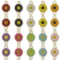 Colorful daisy flower pendant connectors in ten vibrant colors for DIY jewelry making - Enamel Double Loop Daisy Mixed Set