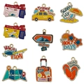 Set of 10 colorful enamel travel charms including taxi and suitcase for DIY jewelry making - Mixed Summer Travel Series (10 Pcs)