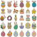 30-piece Easter enamel alloy charm set with bunnies, colorful eggs, and carrots charms - Enamel Easter Rabbit Egg Series (SN1605)