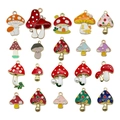 Set of 20 colorful mushroom enamel charms for DIY jewelry and keychain making - Mushroom Thanksgiving Fruit Series Set (SN1616)