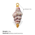 Shell-shaped ceramic jewelry pendant with purple speckles and golden stainless steel loop - Spotted Texture Shell (PJ1538CRG)