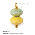 Handmade ceramic beads pendant with green and yellow oval charms and stainless steel hook - Yellow Green Double Beads (PJ1540GYG)