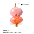 Pink and orange ceramic bead pendant with stainless steel pin for DIY jewelry making - Pink Orange Double Beads (PJ1540POG)