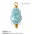 Cute heart-shaped light green ceramic pendant with gold-plated stainless steel accessories - Teal Heart Gourd (PJ1541BEG)