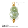 Pale green ceramic gourd pendant with gold stainless steel beads for DIY jewelry - Light Green Gourd Bead (PJ1541GNG)