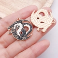 Golden dragon pendant charm with black and white enamel detail for DIY jewelry - Black Moon Long Dragon Style (19345)