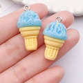 DIY light blue ice cream resin charm for bracelets with a waffle cone design - Lake Blue (28x15x15mm)