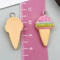 Pendentif cornet de glace en résine à couches rose jaune vert et anneau argenté - 27x14x7mm / Jaune