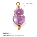 Purple ceramic and stainless steel pendant charm featuring a glossy ladybug shell design - Purple Glazed Pendant (PJ1541PEG)