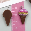 Pendentif cornet de glace miniature en résine pour bijoux DIY aux tons rose et marron - 27x14x7mm / Brun Café