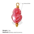 Red organic ceramic charm with stainless steel gold beads and 24.4mm size specs - Red Glazed Pendant (PJ1541RDG)