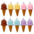Lot de 10 breloques de cône de glace en résine de 5 couleurs pour bijoux DIY et sacs - Mélange 10 Cônes de Crème Glacée en Résine (SN1402) / 37,8g