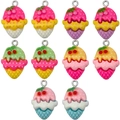 Pendentifs cornets de glace en résine colorée avec cerises et anneaux pour bijoux DIY - Mélange 10 Cônes Cerise en Résine (SN1514) / 13,8g