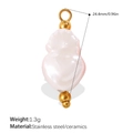 Pink and white heart-shaped ceramic pendant with golden stainless steel fittings for DIY crafts - Pink White Irregular Pendant (PJ1541WEG)