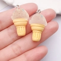 Sparkly translucent resin ice cream cone pendants with silver metal loops in a pair - Transparent White (28x15x15mm)