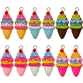 Lot de 12 pendentifs cône de glace à la fraise en résine pour bijoux DIY et porte-clés - Mélange 12 Crèmes Glacées Fraise en Résine (SN1516) / 17 g