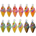 Pendentifs cornets de glace en résine colorée pour colliers DIY et porte-clés, 12 pièces - Mélange 12 Crèmes Glacées Arc-en-ciel en Résine (SN1524) / 12.8g