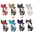 Pendentifs chats en émail coloré pour bijoux DIY aux motifs floraux variés - Couleurs Mixtes (SN1133)