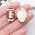 Rugby ball shaped pendants in gold and brown enamel with ring clasp for jewelry DIY - Brown Drip Oil Sports Rugby (24947)