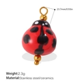 Cute ladybug ceramic pendant with stainless steel fittings for DIY jewelry making - Red Black Dot Ladybug (PJ1542RDG)