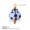 Cute ceramic ladybug charm with stainless steel loop for DIY handmade jewelry crafts - Red White Textured Ladybug (PJ1542VBG)