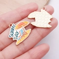 Golden alloy charm with Sunny Day beach design for DIY jewelry and necklaces - Beach (Sunny Day) - Yellow