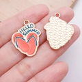 DIY Hello Summer flip-flop pendant in coral pink and gold alloy for jewelry making - Flip-flops (Hello Summer) - Orange