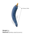 Deep blue ceramic chili pepper pendant with gold stainless steel loop and 35mm length - Gray Blue Chili (PJ1544BEG)
