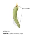 Green ceramic chili pepper pendant with gold stainless steel ring for DIY jewelry making - Light Green Chili (PJ1544GNG)