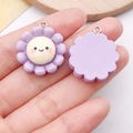 DIY resin jewelry pendant featuring purple sunflower with a cute smiley face design - Purple Sunflower Smiley (24781)