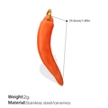 Orange ceramic chili pepper pendant for DIY jewelry with size and weight details - Bright Orange Chili (PJ1544OEG)