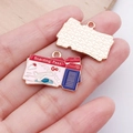 DIY colorful boarding pass charm pendant with airplane illustration and golden back - Boarding Pass - Pink